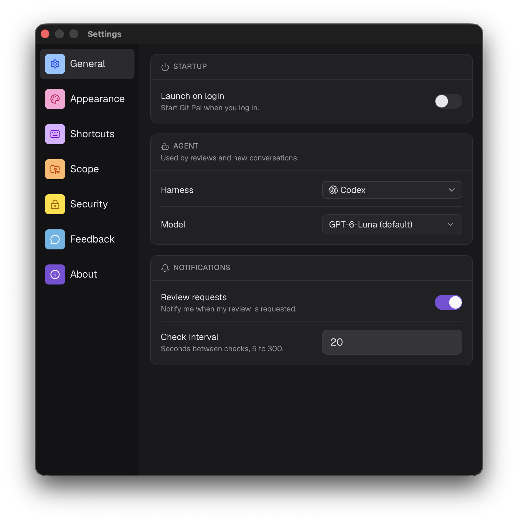 General settings