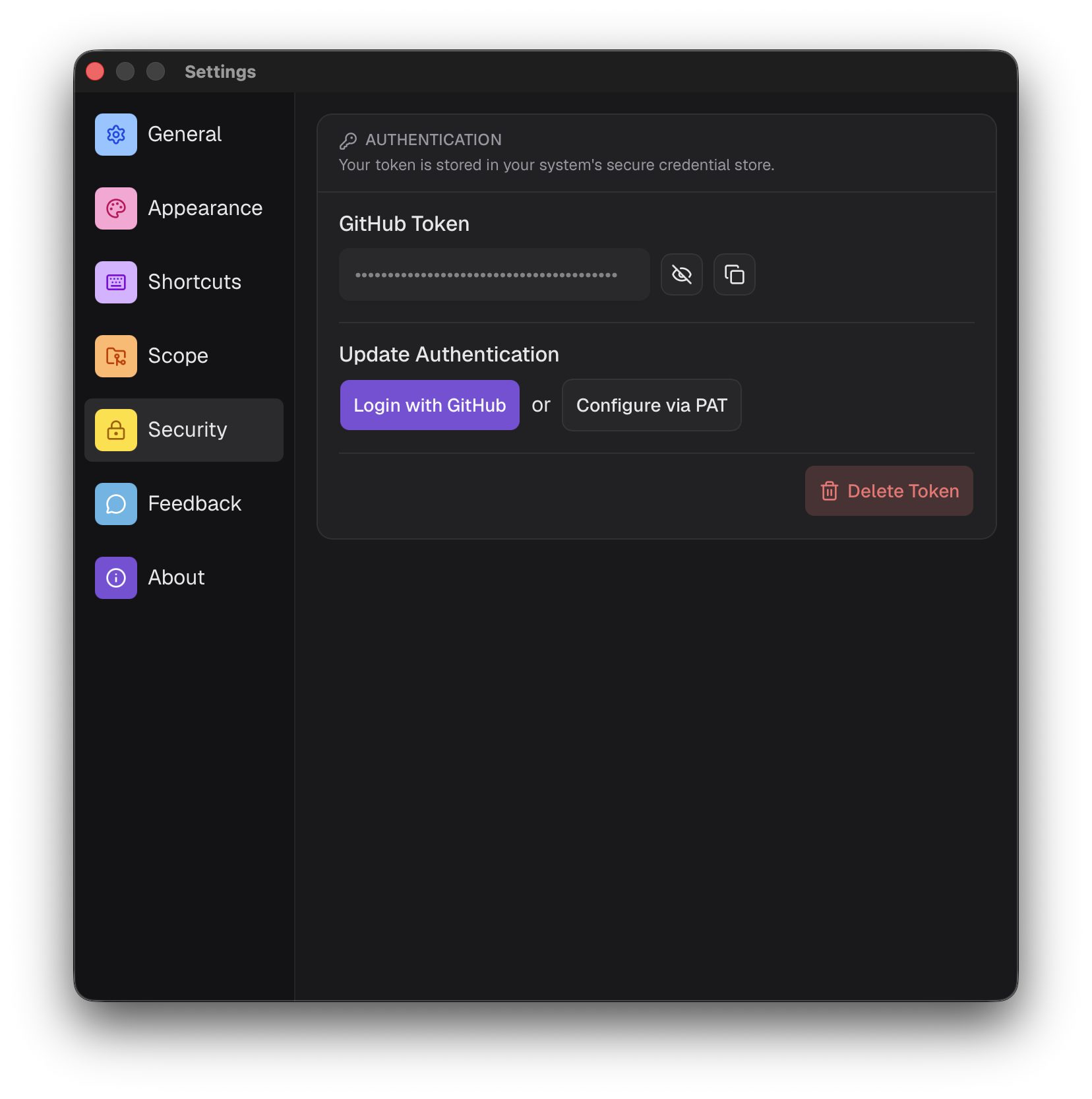 Security settings